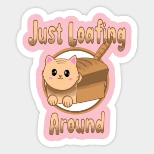 Cute Kawaii Cat Loaf of Bread Just Loafing Around Funny Food Sticker